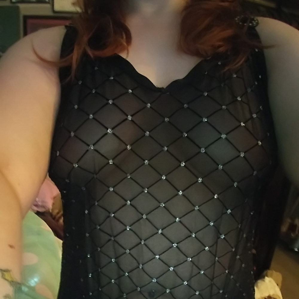 Sheer glitter dot slip